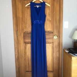 Blue maxi dress with empire waist detail
